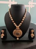 Pearl Necklace With Gold Pendent With Earrings