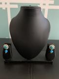 Bright Blue and Pearl Studded Dangler Earrings Bright Blue and Pearl Studded Dangler Earrings
