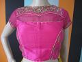 Designer Pink See-through with Gold work Blouse 
