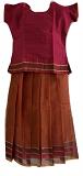 Maroon and Honey Color Cotton Pattu Pavada - Size 24 ( 5yrs to 6yrs )