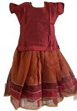 Maroon and Honey Color Cotton Pattu Pavada - Size 22 ( 4yrs to 5yrs )