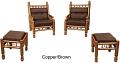 Copper Teakwood Carved Chair Set 