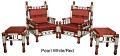 Pearl White/Red Gold Teakwood Carved Chair Set  