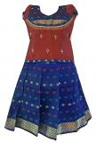 Blue and Maroon Pattu Pavada Pattu Parikini - Size 16 ( 1yrs to 2yrs )