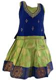 Fluorescent Green & Blue Pattu Pavada Pattu Parikini - Size 14, 16 and 18