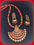 Lovely Designer Terracotta Set in Red & Orange Combo w/ Jhumka Lovely Designer Terracotta Set in Red & Orange Combo w/ Jhumka