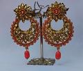Long Earings - Gold With diamonds & Pink Pearls