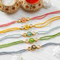 Colorful Kundan Stone 5 Rakhi Set for Brother in India Colorful Kundan Stone 5 Rakhi Set for Brother in India