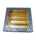 24 Pcs Fancy Sweets Boxes in Blue Golden Design W/ Window - 500 Gms 24 Pcs Fancy Sweets Boxes in Blue Golden Design W/ Window - 500 Gms