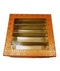 Fancy Sweets Boxes in Orange Golden Design W/ Window- 500 Gms