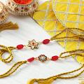 Kundan & Meena Work Rakhi Set with Designer Envelope