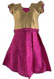 Pink and Gold Pattu Pavada - Size 18 ( 2yrs to 3yrs )