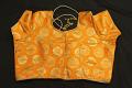 Bright Orange Gold Crop Top Readymade Silk Blouse ( 2XL,  3XL)