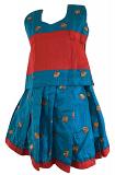 Blue and Red Pattu Pavada Pattu Parikini - Size 14 ( 6 months to 1 yrs )