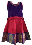 Pink and Purple Pattu Pavada Pattu Parikini - Size 14 ( 6 months to 1 yrs ) Pink and Purple Pattu Pavada Pattu Parikini - Size 14 ( 6 months to 1 yrs )