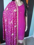 Hot Pink Wedding Wear Heavy Zardosi hand work Salwar Kameez - Size - L