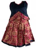 Pink & Navy Blue Pattu Pavada - Size 14 ( 6 Months to 1 Yrs )