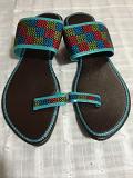 Fancy Sandals Brown for Women in Blue w/ Check Design - 7,11 Fancy Sandals Brown for Women in Blue w/ Check Design - 7,11