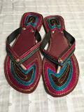 Rajasthani Style Sandal in Maroon w/ Colorful Embroidery - 7,12 Rajasthani Style Sandal in Maroon w/ Colorful Embroidery - 7,12
