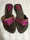 Women's Fancy Sandals w/ Magenta Brown Dots & Light Heal - 6
