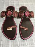 Brown Fancy Sandals Slippers w/ Magenta Gold Design 10, 11