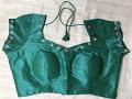 Teal Green Dupion Silk Ready Made Blouse for Saree L-2XL