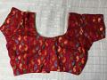 Red w/  Multi Color Mango Pattern Satin Readymade Blouse S-L