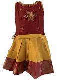 Mustard and Maroon Pattu Pavada - Size 12 ( 0 to 6 months )