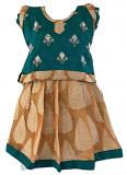 Mango & Blue Pattu Pavada - Size 12 0 to 6 months ( Clearance Sale)