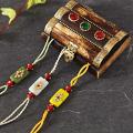 Colorful Kadi Kundan Rakhi Set with Beautiful Dibbi Colorful Kadi Kundan Rakhi Set with Beautiful Dibbi