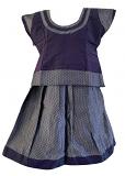 Navy Blue Pattu Pavada - Size 14 6 Months to 1 yrs ( Clearance Sale)