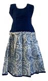 White and Navy Blue Pattu Pavada - Size 20 & Size 22 White and Navy Blue Pattu Pavada - Size 20 & Size 22
