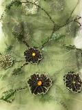 Kiwi Green Embroidered Shoulder Fancy Stole In Net