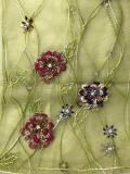 Light Green Embroidered Sholder Fancy Stole In Net