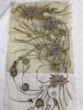 Light Yellow Embroidered Sholder Fancy Stole In Net