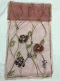 Pink Embroidered Sholder Fancy Stole In Net