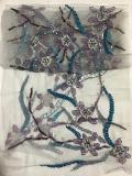 Light Blue Embroidered Sholder Fancy Stole In Net