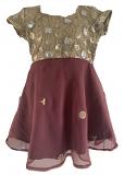 Beautiful Cream & Brown Mirror Work Frock for 2 to 3 Year Girls Beautiful Cream & Brown Mirror Work Frock for 2 to 3 Year Girls
