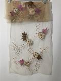 Light Cream  Embroidered Sholder Fancy Stole In Net