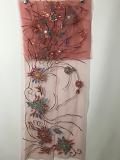 Ruby Pink  Embroidered Sholder Fancy Stole In Net