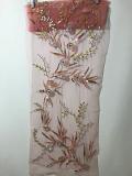 Light Ruby Pink Net Scarf w/  Sequence Flowers Embroidery