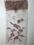 Net Stole in Light Grape Pink w/ Pink Flowers Embroidery