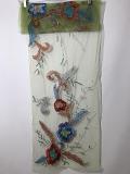 Light Parrot Green Embroidered Sholder Fancy Stole In Net