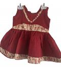 Maroon Frock w/ Kalamkari Design Patch Work for New Born Girls