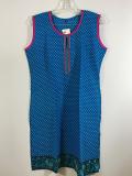 Sleeveless Blue Cotton Traditional Tunic Kurthi - S/M Sleeveless Blue Cotton Traditional Tunic Kurthi - S/M