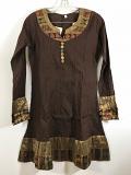 Chocolate Brown Full Sleeves Party Wear Kurti Tunic - S Chocolate Brown Full Sleeves Party Wear Kurti Tunic - S