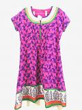 Magenta Long Georgette Party Wear Ladies Kurta Tunic - S/M