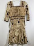Stylish Design Beige Self Print Cotton Kurti Tunic - S