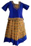 Yellow and Blue Pattu Pavada Pattu Parikini - Size 24 ( 5 to 6yrs)