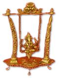 Artistic Brass Statue of Lord Ganesh on Jhula 18"